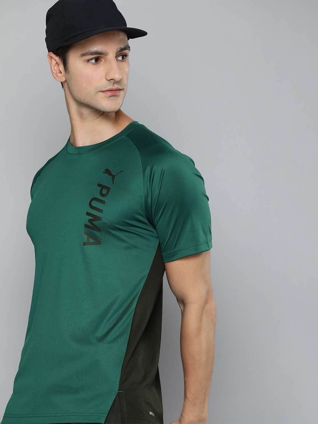 

Puma Men Green & Black Brand Logo Printed dryCELL T-shirt