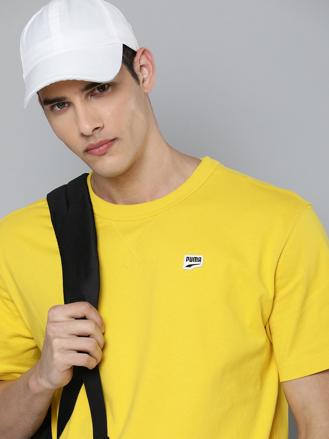 

Puma Men Bright Yellow Brand Logo Pure Cotton Applique Downtown T-shirt
