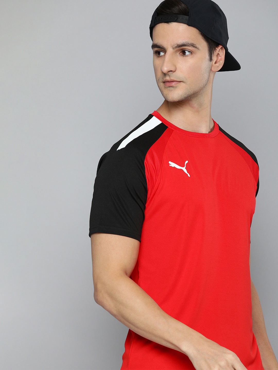 

Puma Men Red & Black Brand Logo Printed dryCELL Slim Fit T-shirt