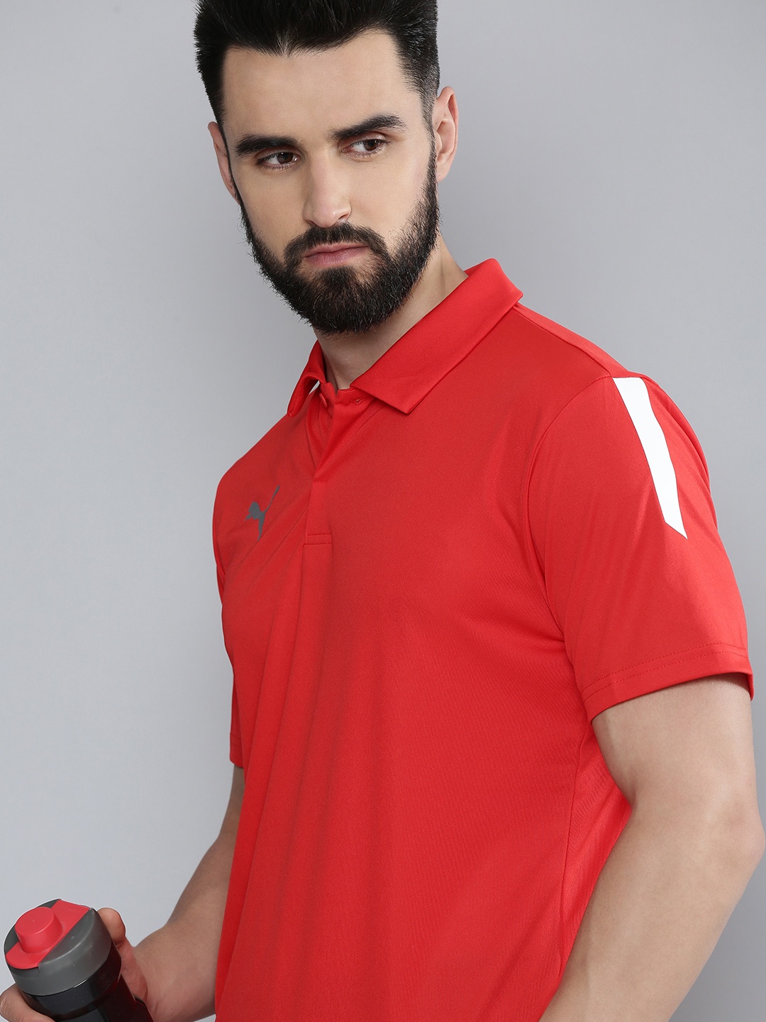 

Puma Men Red Solid teamLIGA Sideline Polo Collar dryCELL T-shirt