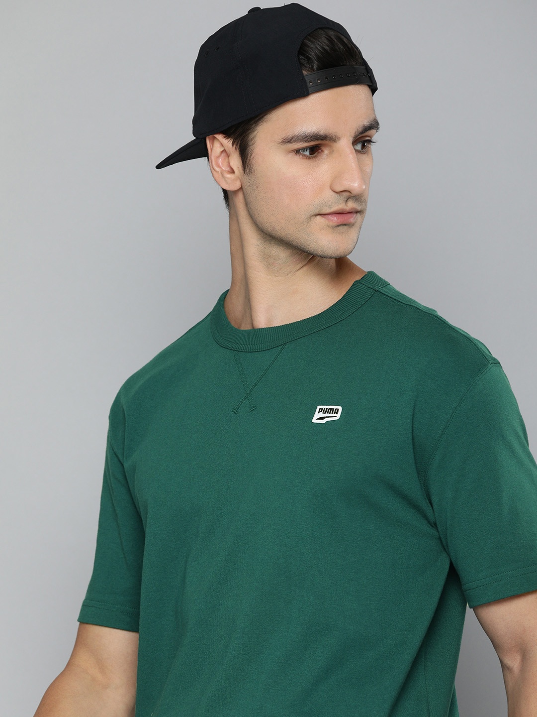 

Puma Brand Logo Printed Applique Pure Cotton Relaxed Fit T-shirt, Green