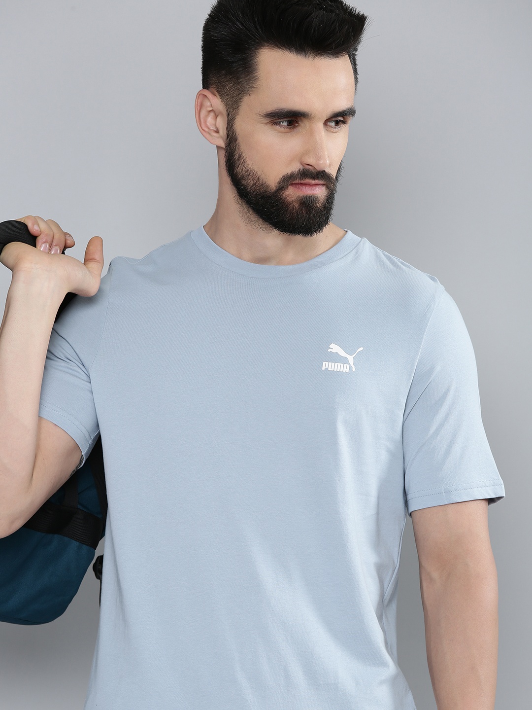 

Puma Men Blue Classics Small Logo Pure Cotton T-shirt