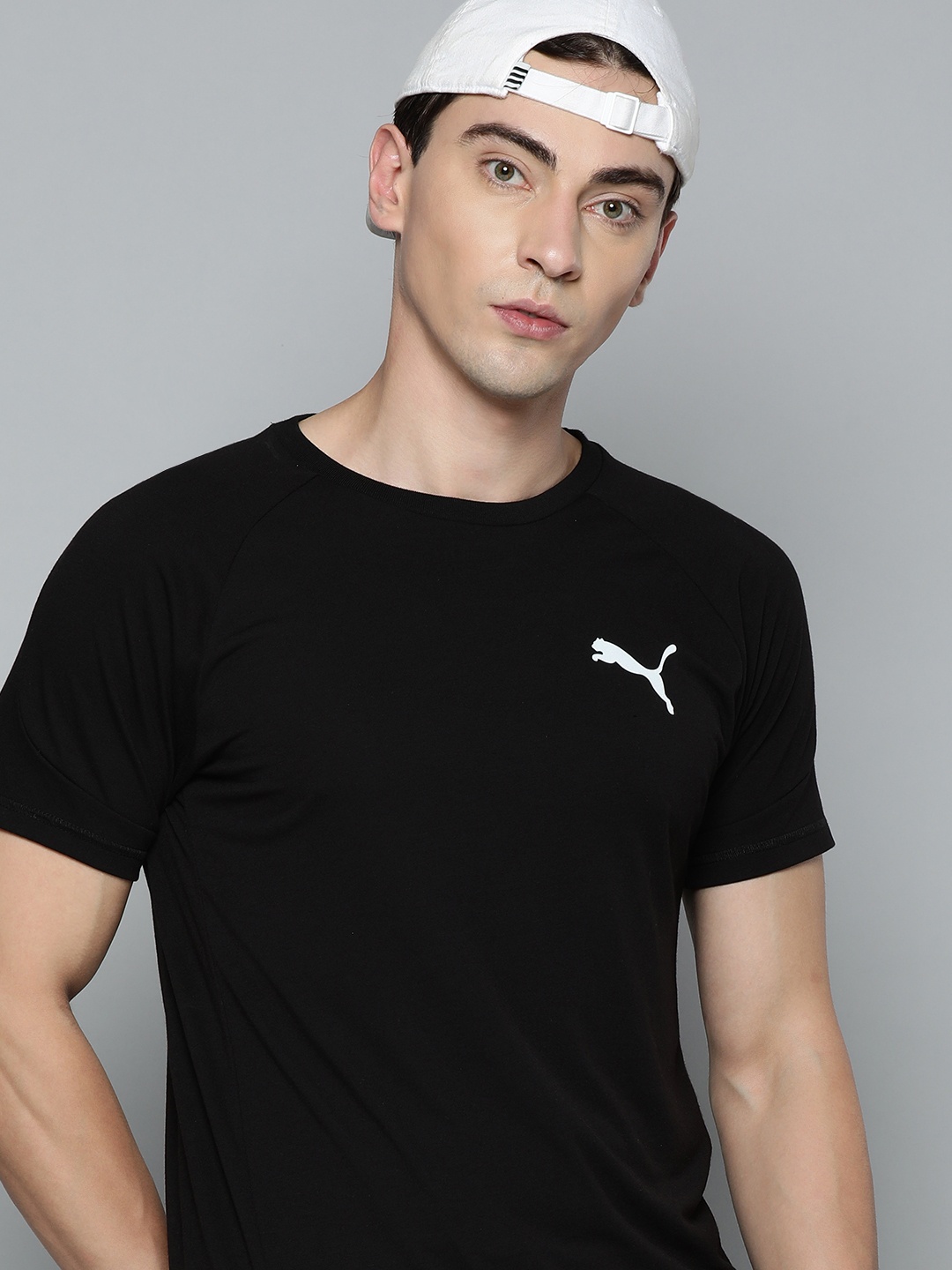 

Puma Men Black Slim Fit Evostripe T-shirt