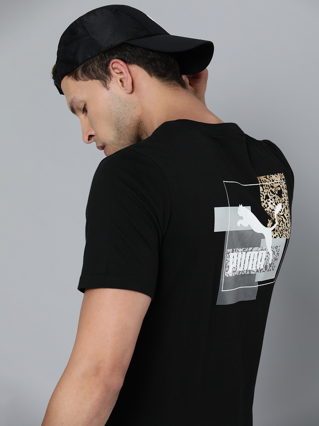 

Puma Men Black Brand Logo Pure Cotton Regular Fit T-shirt