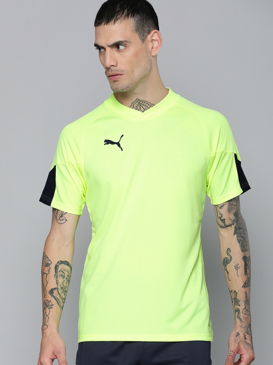 

Puma Men Brand Logo V-Neck Slim Fit Dry-CELL Football Jersey T-shirt, Fluorescent green