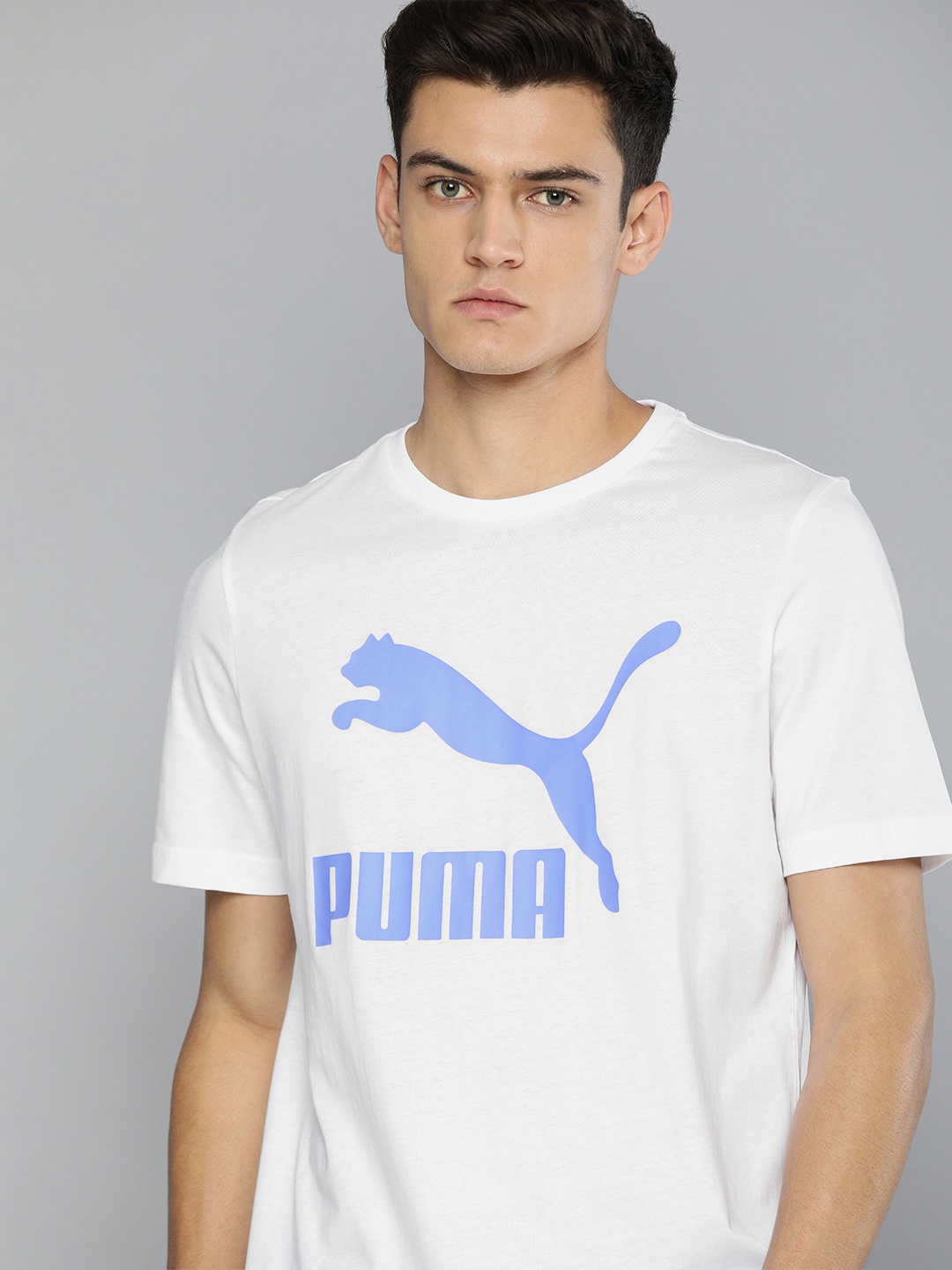 Puma Men White & Purple Classic Logo Printed T-shirt - buy at the price ...