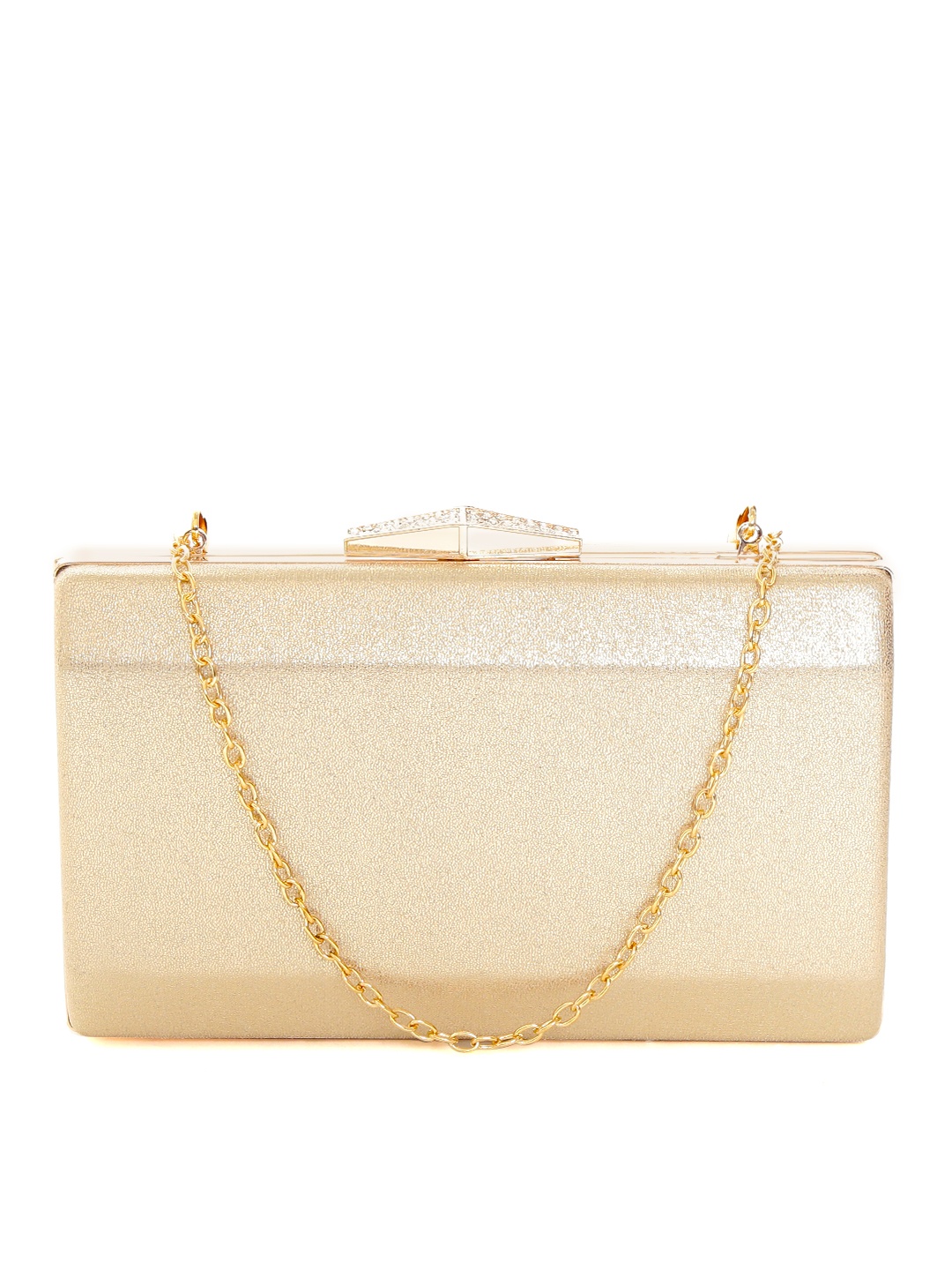 

Lino Perros Gold-Toned Shimmer Box Clutch with Chain Strap