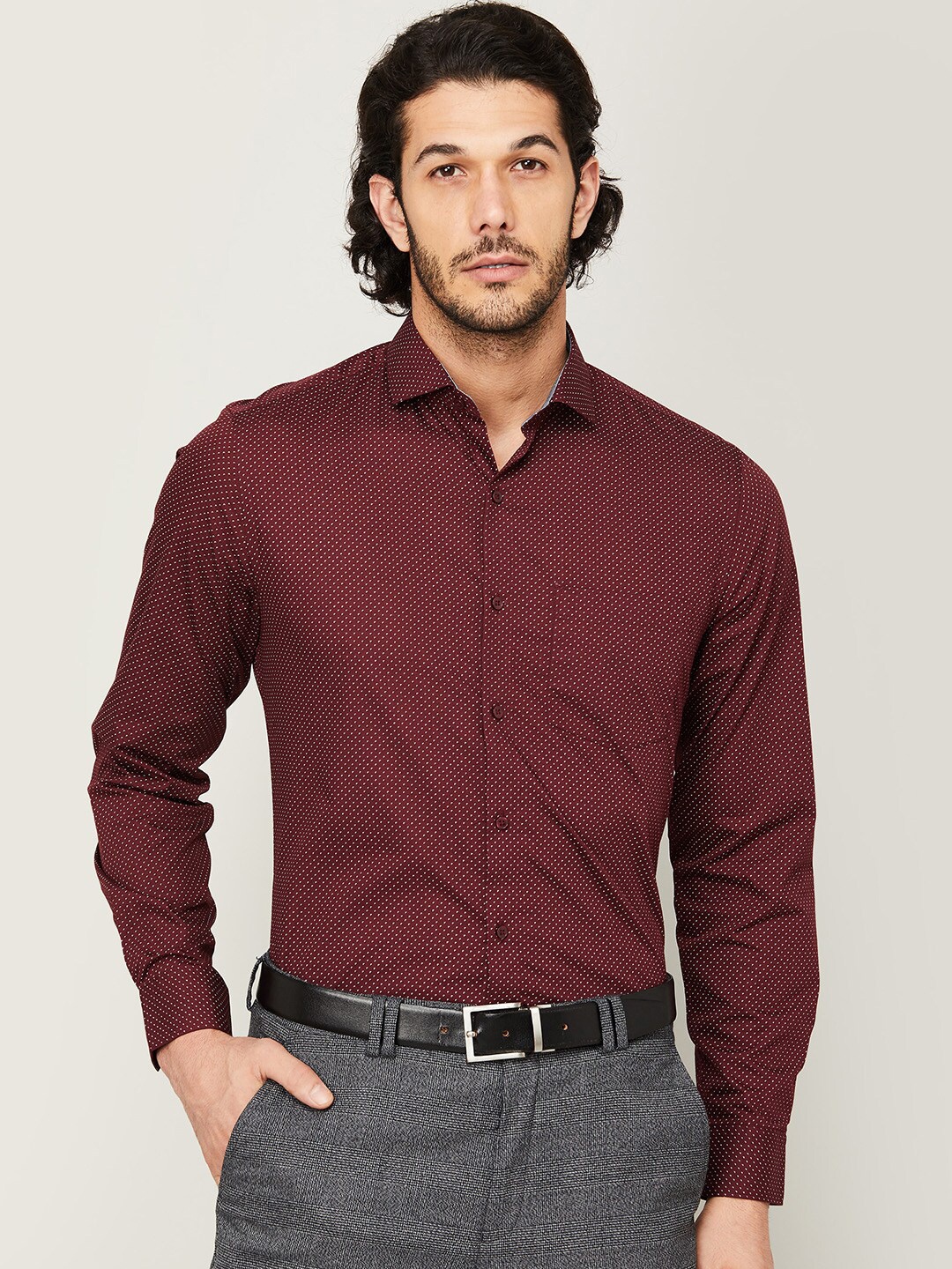 

CODE by Lifestyle Men Red Slim Fit Printed Casual Shirt