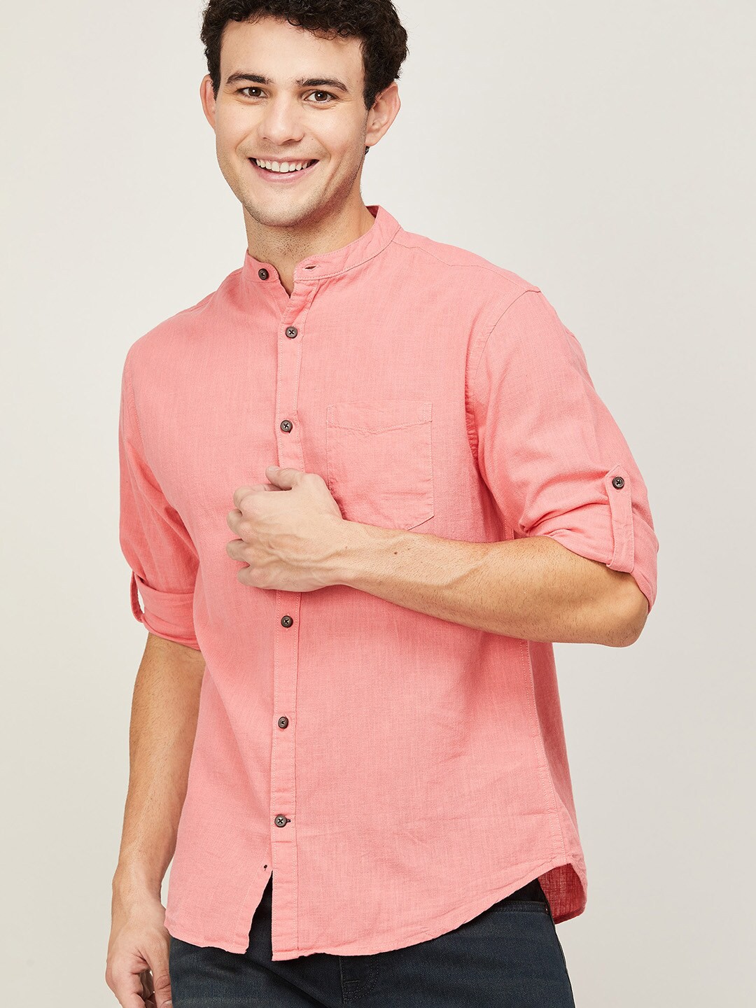 

Fame Forever by Lifestyle Men Pink Slim Cotton Fit Casual Shirt