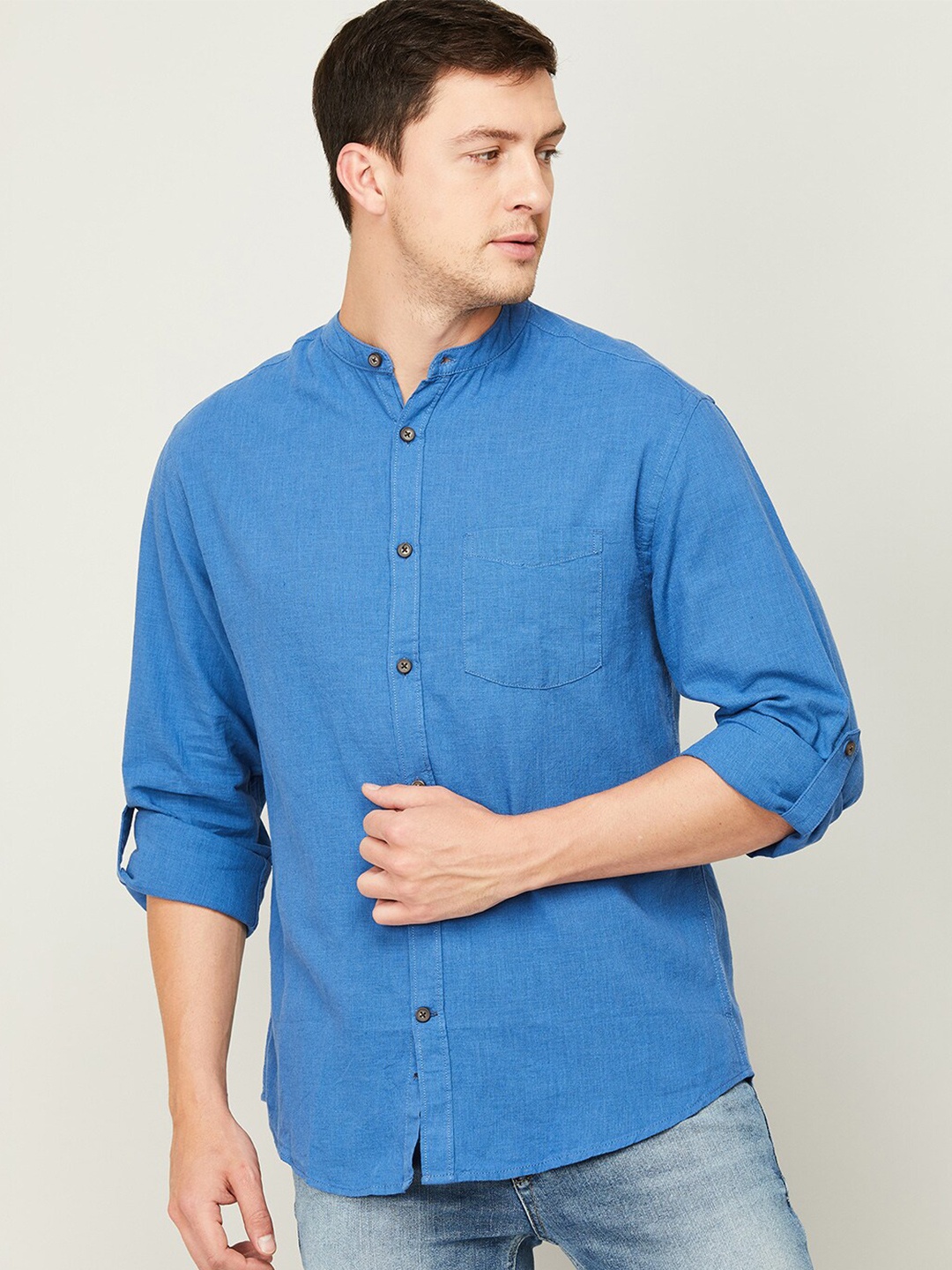 

Fame Forever by Lifestyle Men Blue Slim Fit Casual Shirt