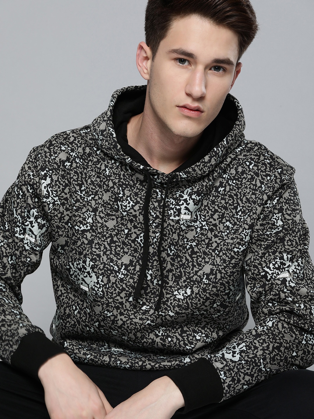 

Puma Men Brand Love Metallic Hooded Regular Fit Sweatshirt, Black