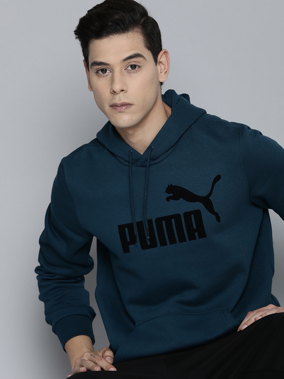 

Puma Men Blue Printed Hooded Sweatshirt