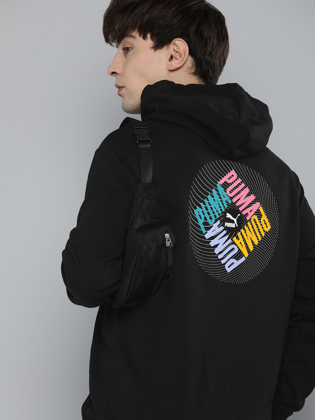 

Puma Men Black Printed Regular Fit Hooded Sweatshirt