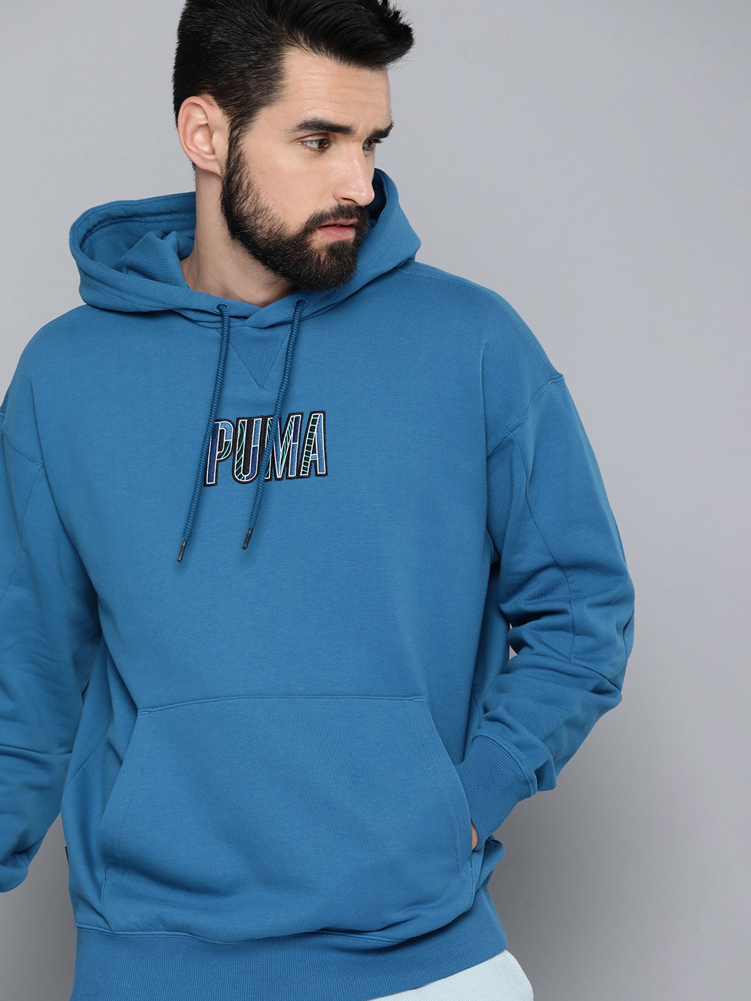 

Puma Embroidered Hooded Pinnacle Relaxed Fit Sweatshirt, Blue