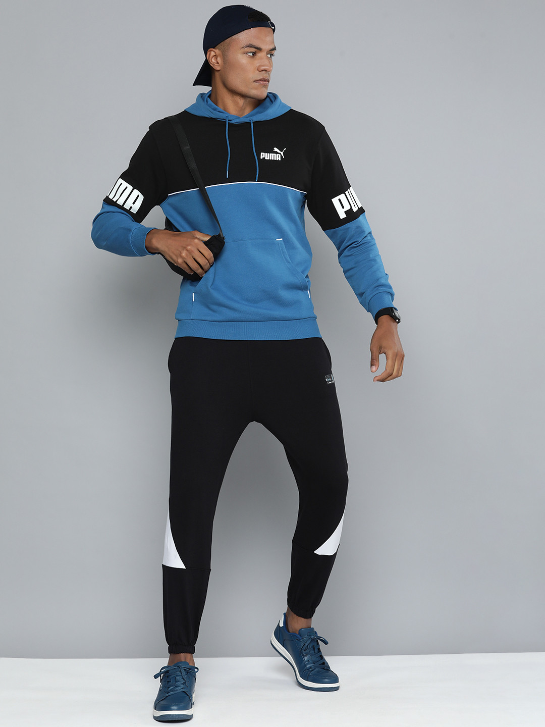 

Puma Men Regular Fit Colourblocked Power Hoodie Sweatshirt, Blue