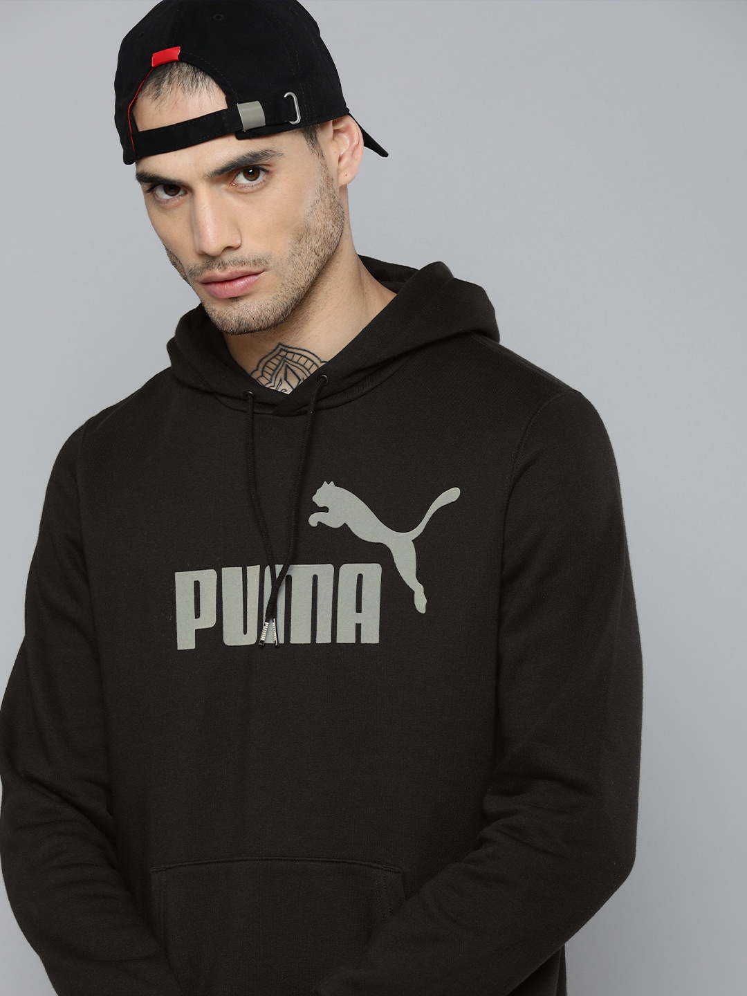 

Puma Men Black Brand Logo Printed Hooded Regular Fit Sweatshirt