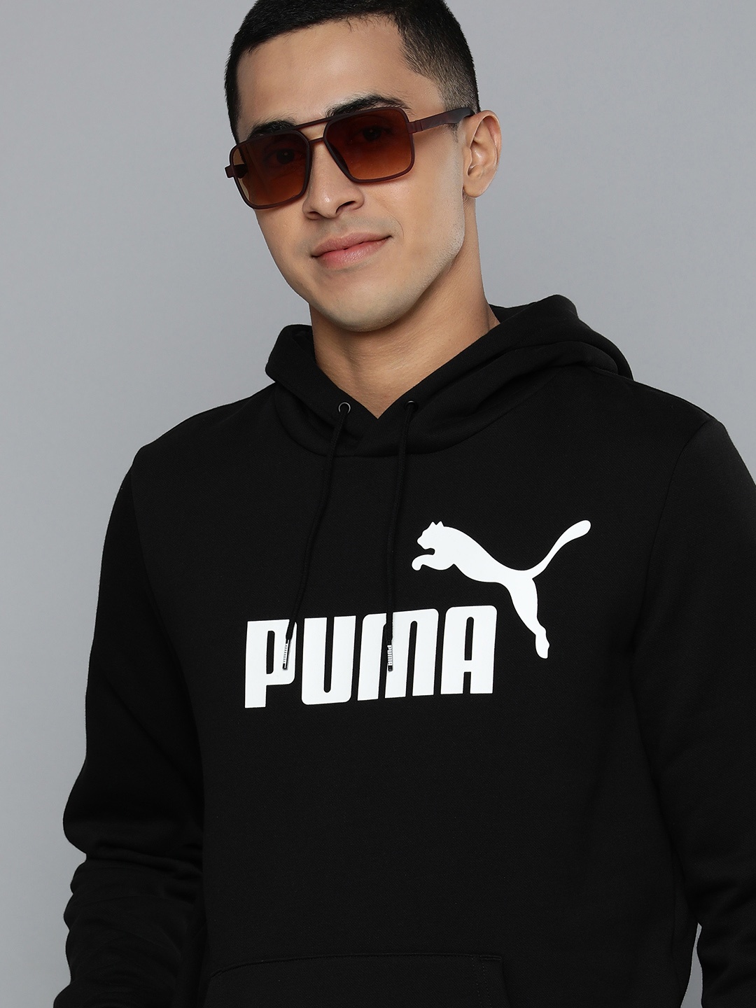 

Puma Men Black Printed Hooded Sweatshirt