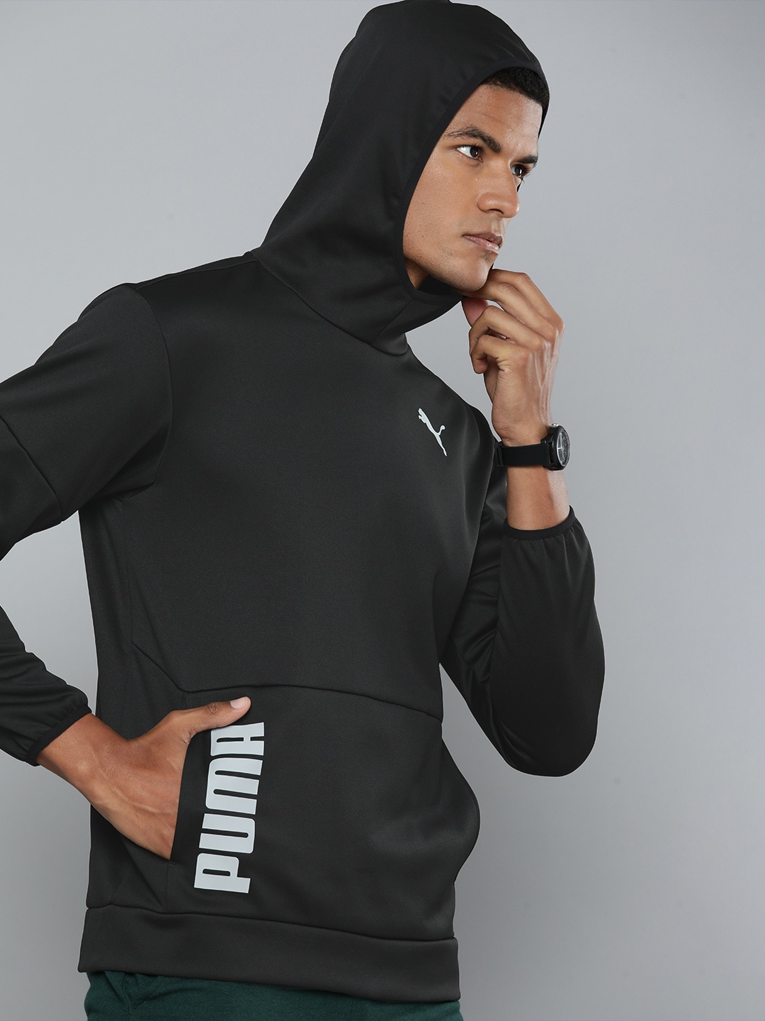 

Puma Men Black Logo Printed dryCELL TRAIN OFF SEASON Hooded Sweatshirt