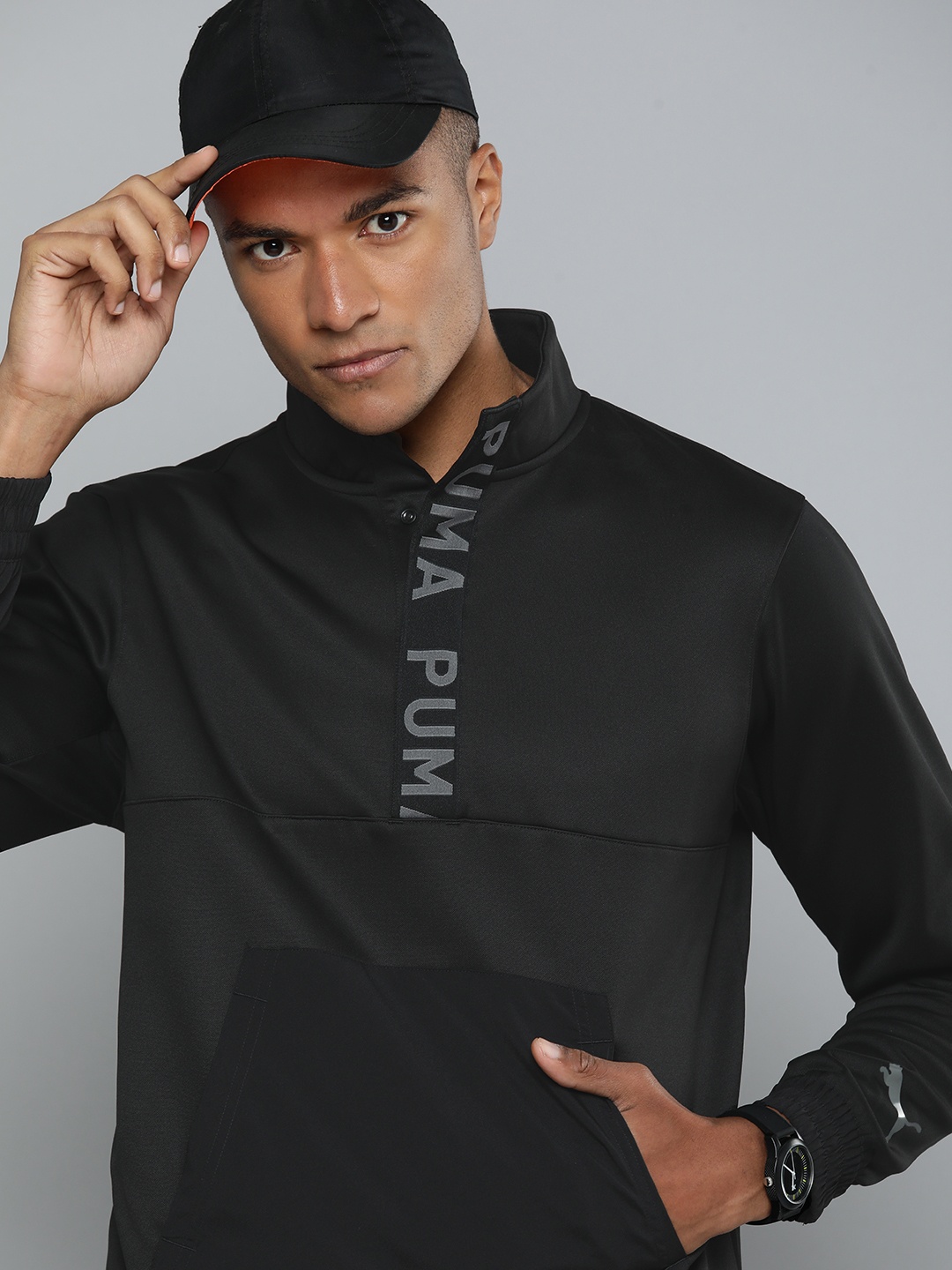 

Puma Men Black Brand Logo Printed warmCELL FIT PWRFLEECE MIDLAYER Training Sweatshirt