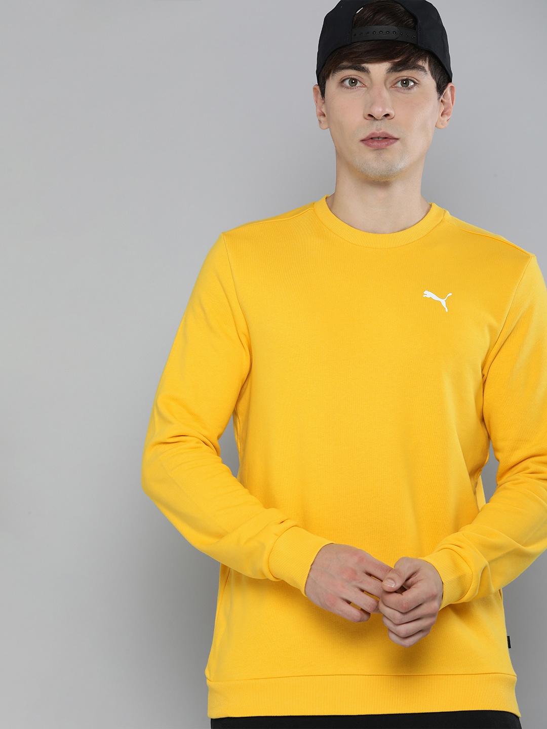 

Puma Men Regular Fit Crew-Neck Pullover Sweatshirt, Yellow