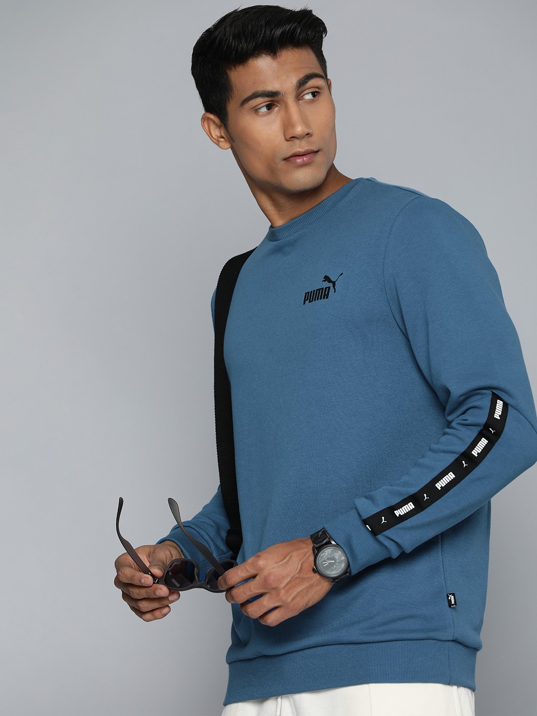 

Puma Men Blue Brand Logo Printed Regular Fit Pullover Sweatshirt