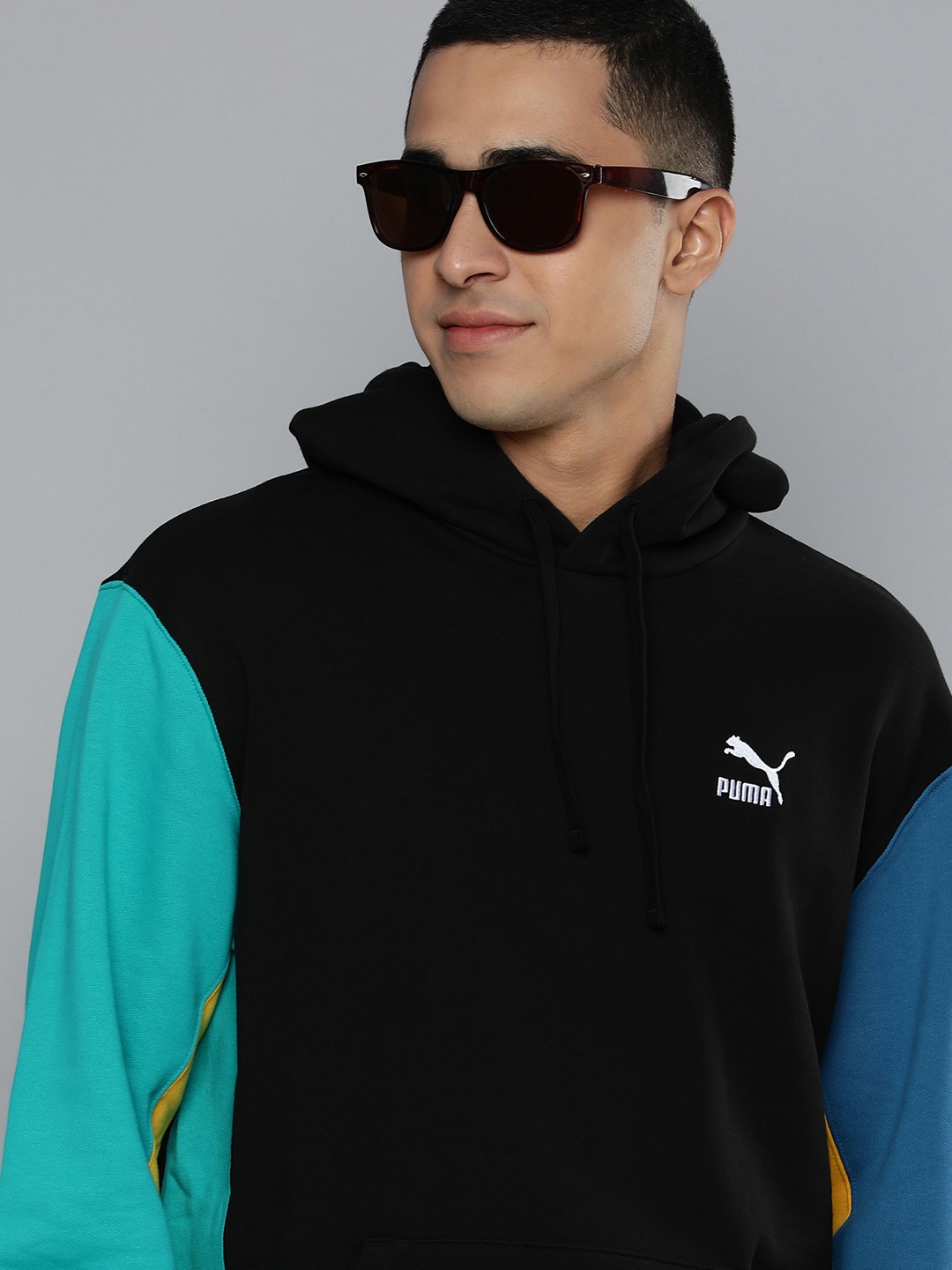 

Puma Men Blue Brand Logo Printed Hooded Sweatshirt