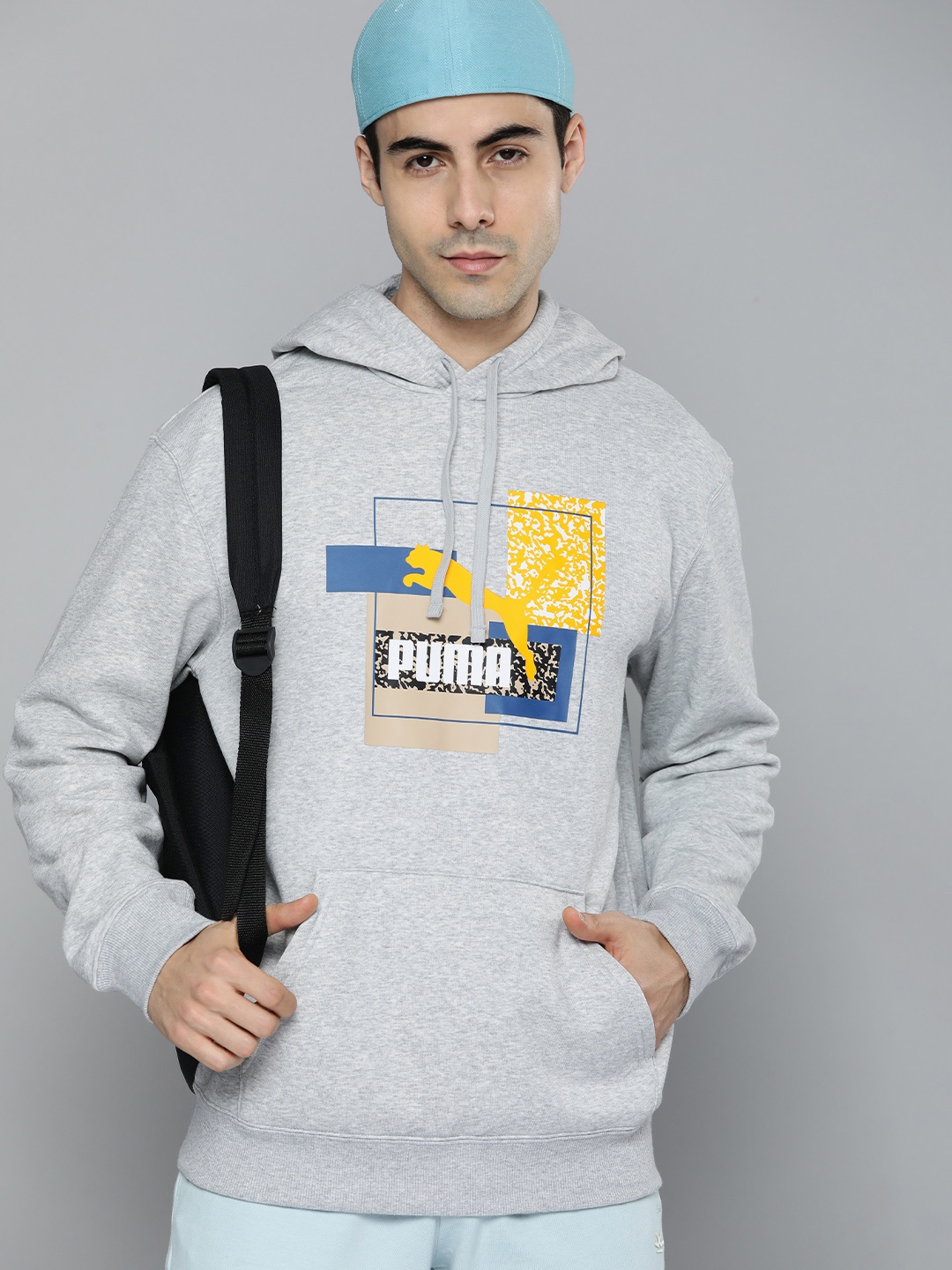 

Puma Printed Brand Love Hooded Regular Fit Sweatshirt, Grey melange