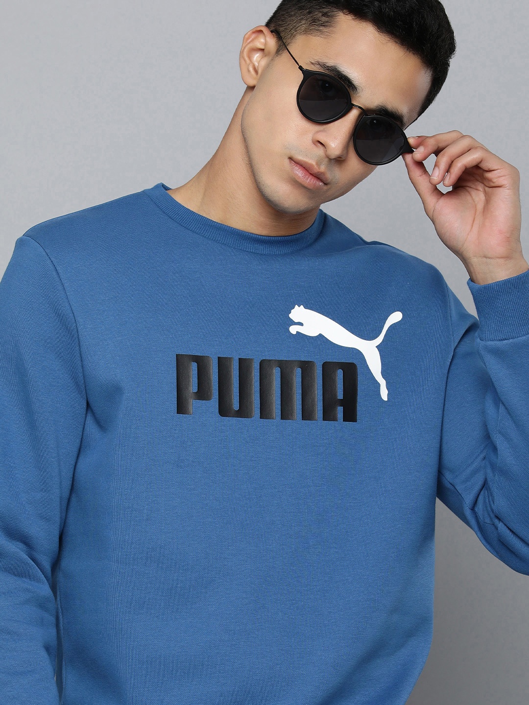 

Puma Men Blue Essential+ 2 Colour Big Logo Printed Sweatshirt