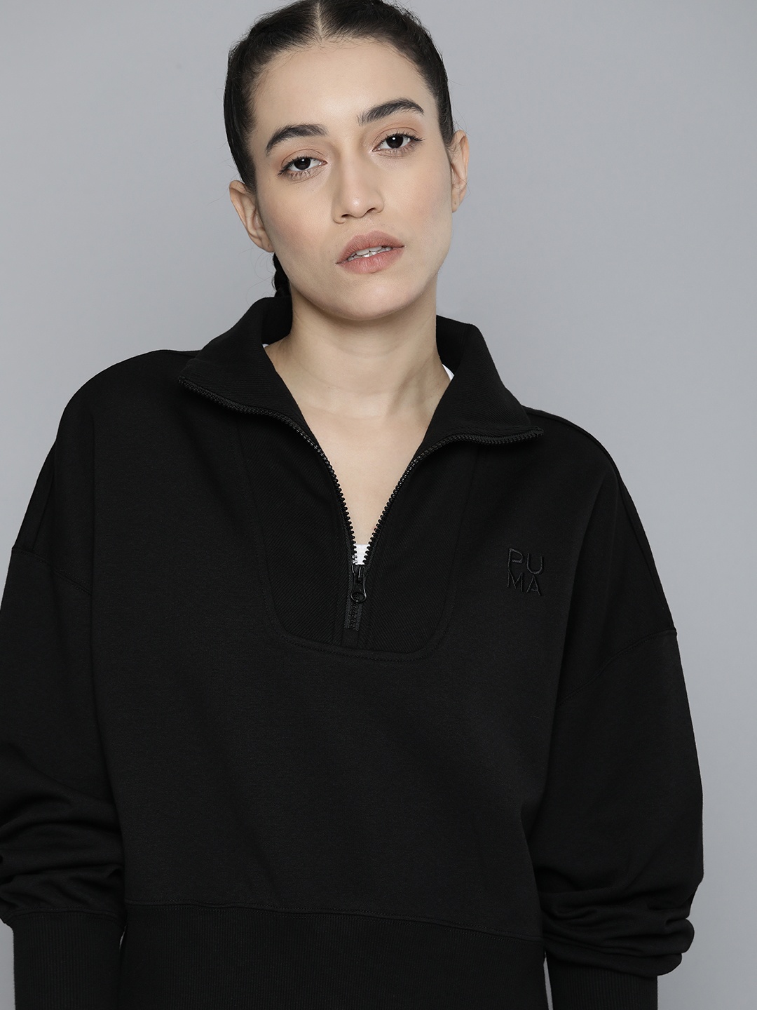 

Puma Women Oversized Fit Infuse Half-Zip Sweatshirt, Black