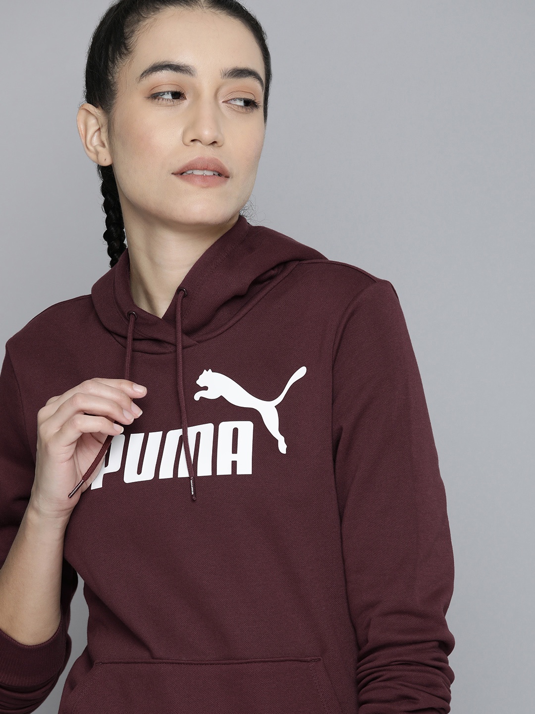 

Puma Women Maroon Printed Essentials Logo Sweatshirt