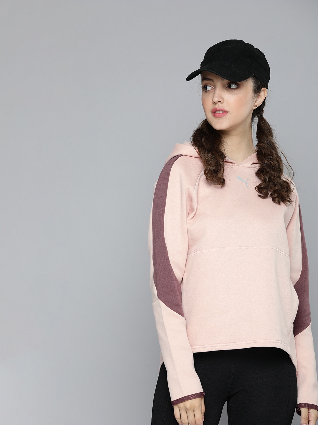 

Puma Women Pink Evostripe dryCELL Hooded Relaxed Fit Sweatshirt