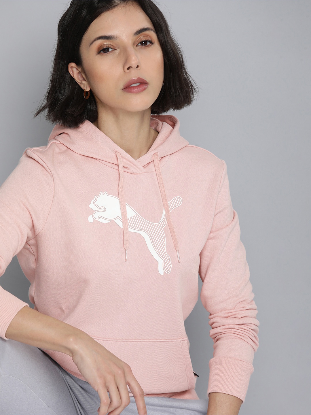 

Puma Women Power Graphic Printed Hooded Regular Fit Sweatshirt, Pink