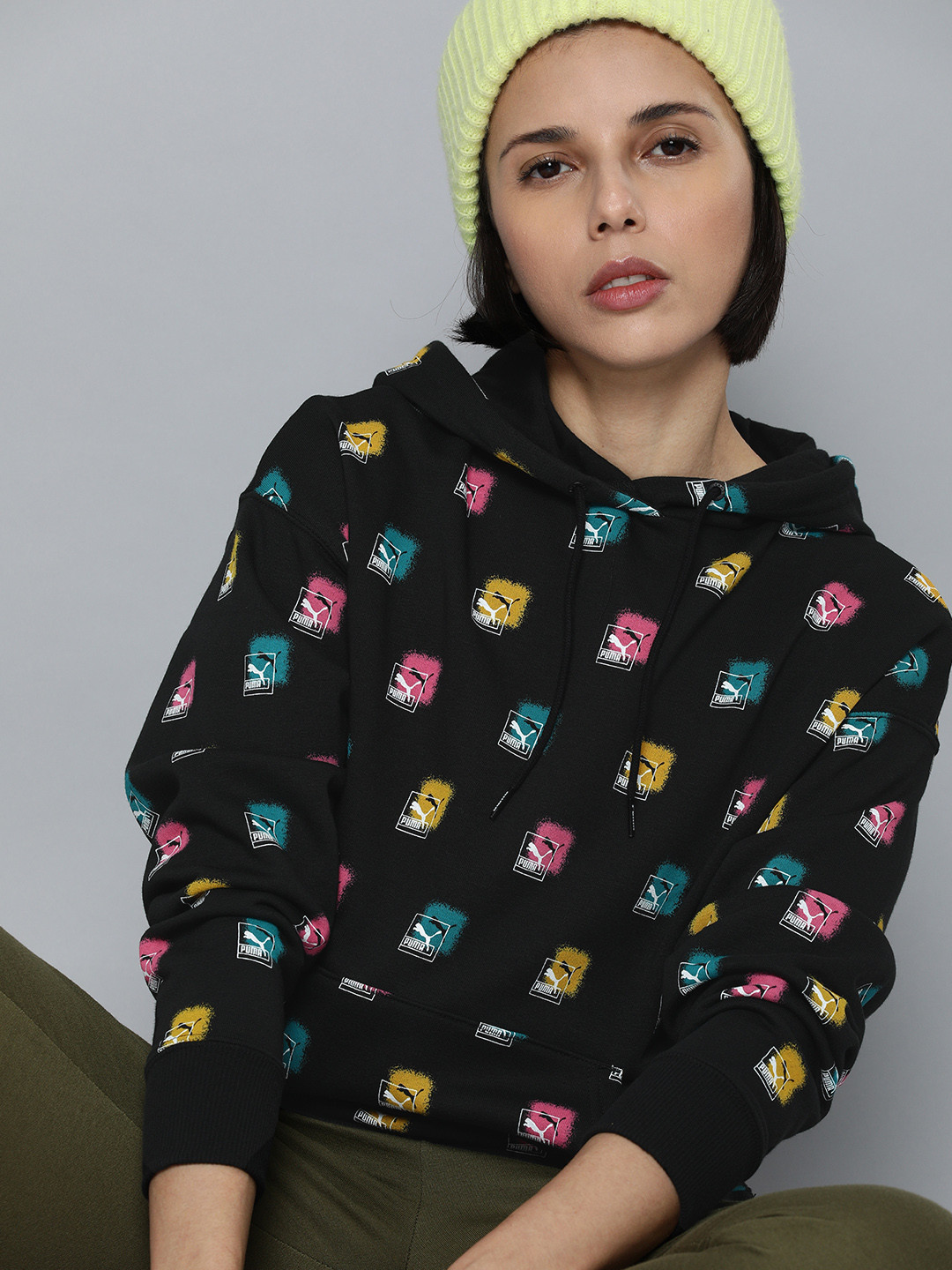

Puma Women Regular Fit Brand Logo Printed Casual Sweatshirt, Black