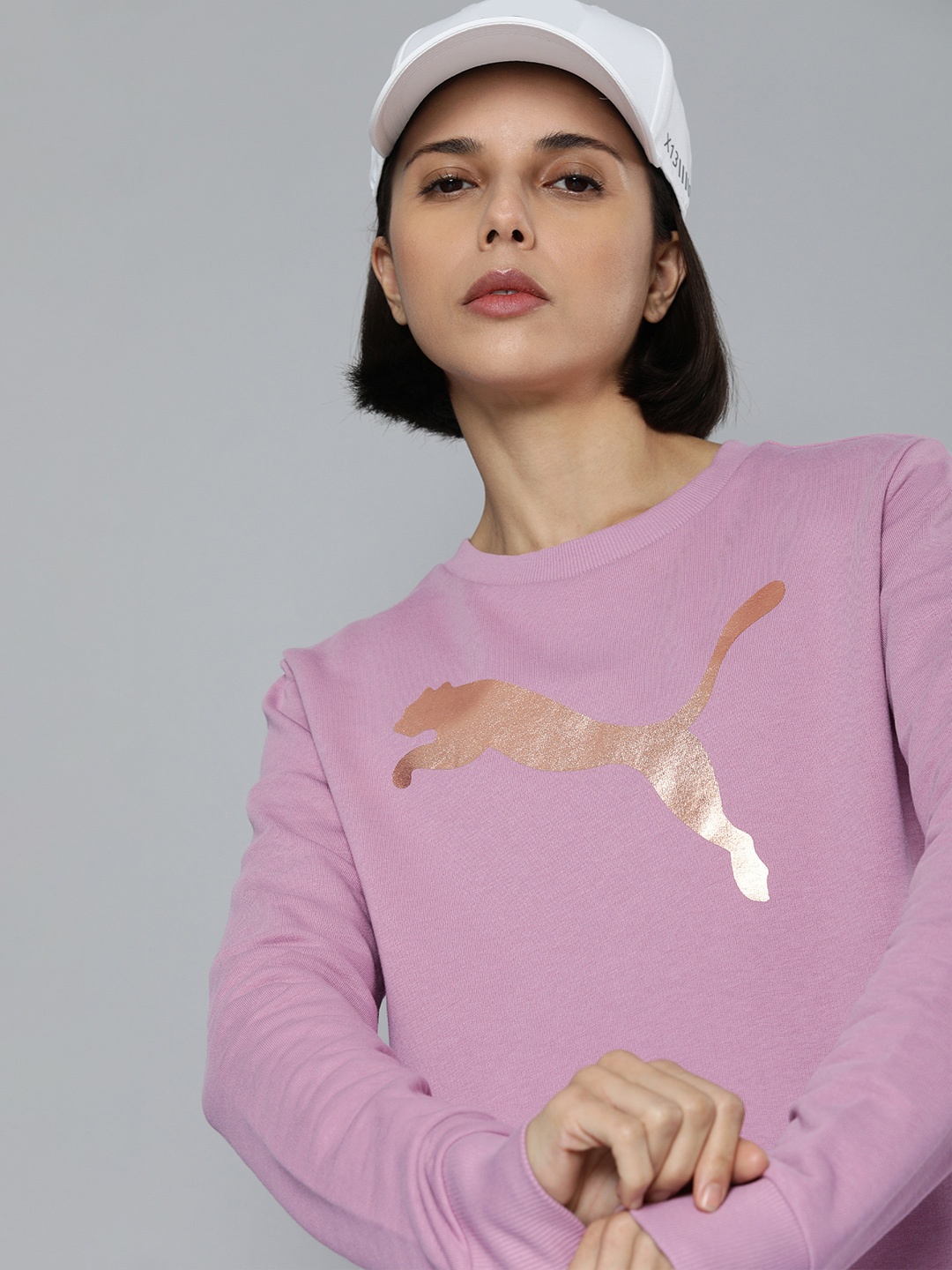 

Puma Women Purple Brand Logo Printed Casual Sweatshirt