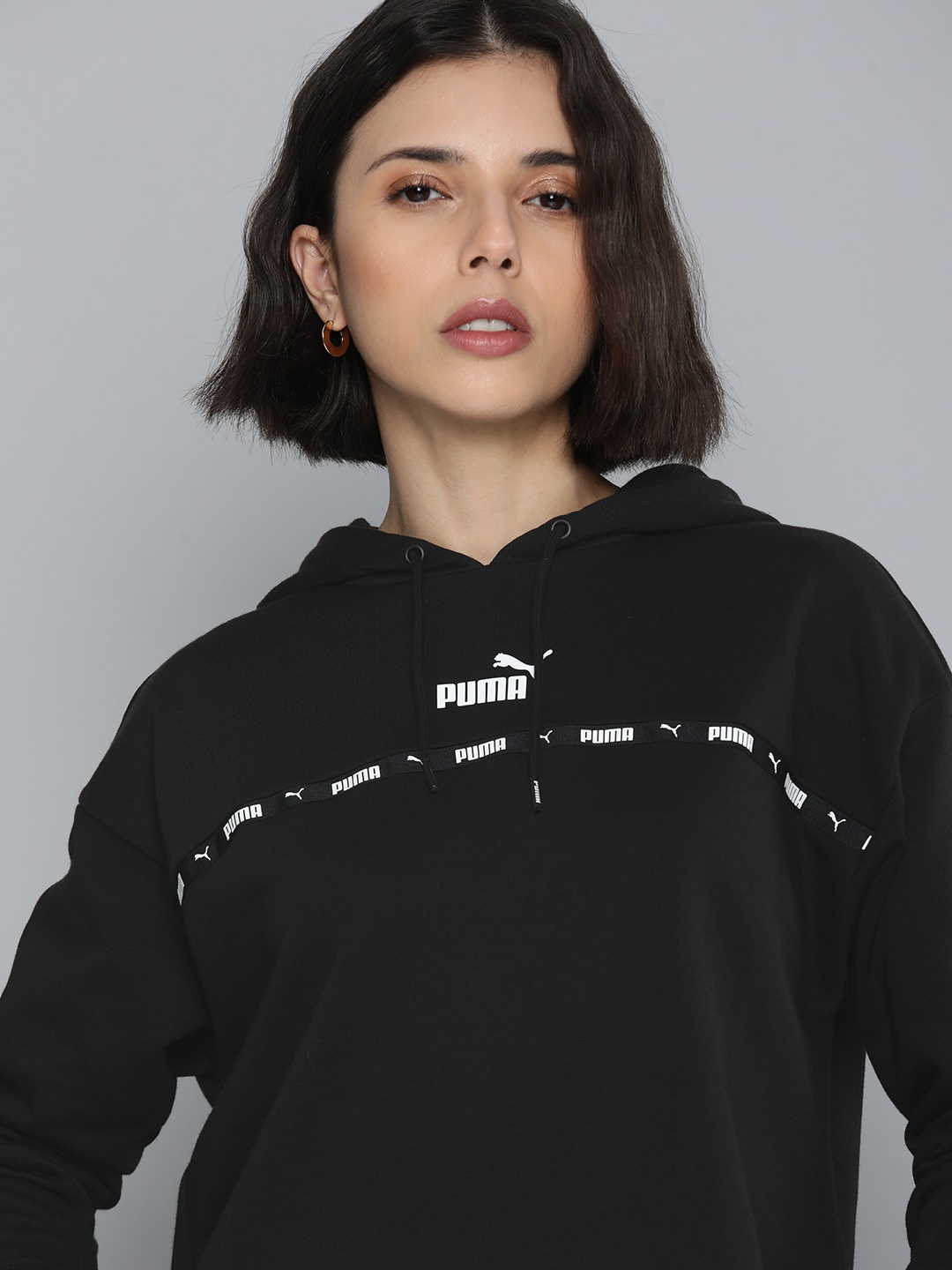 

Puma Power Tape Hooded Relaxed Fit Sweatshirt, Black