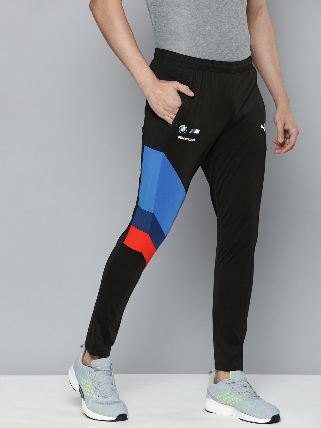 PUMA Motorsport Men Black Brand Logo BMW M Motorsport Slim Fit Track Pants