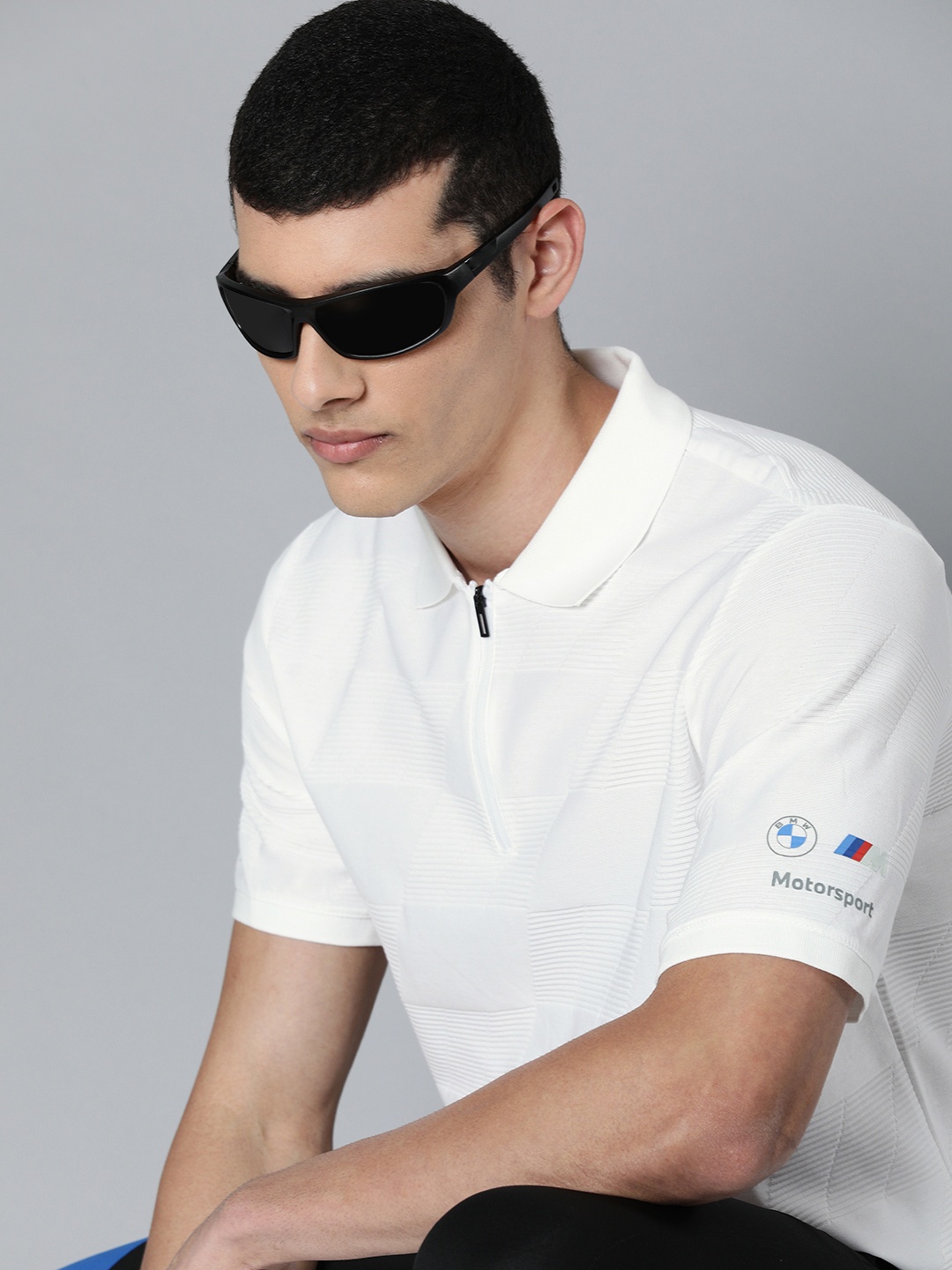 

PUMA Motorsport Men White BMW M Motorsport Jacquard Pure Cotton Polo Collar T-shirt