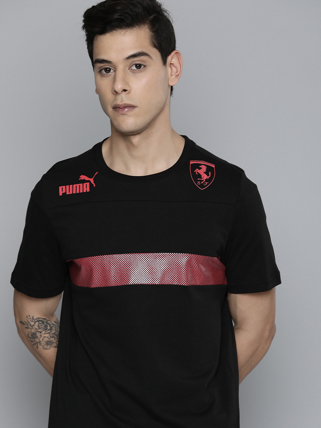 

PUMA Motorsport Men Printed Ferrari Race Metal Energy Pure Cotton Regular Fit T-shirt, Black