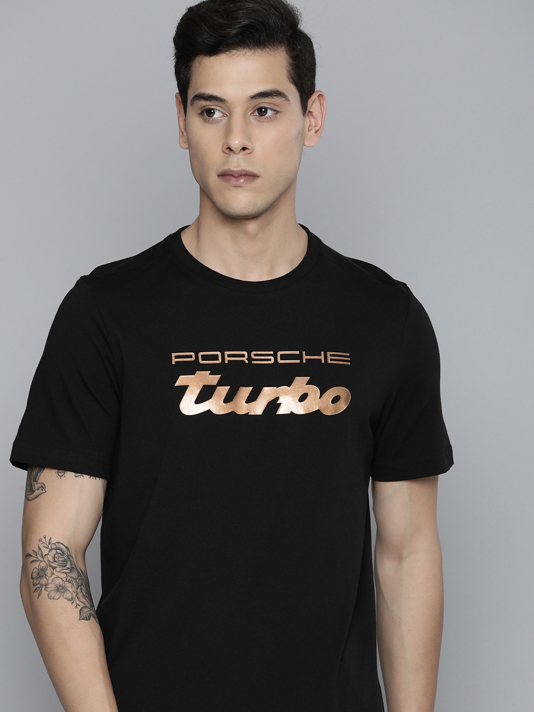

PUMA Motorsport Men Regular Fit PL Metal Energy Logo Printed Pure Cotton T-shirt, Black