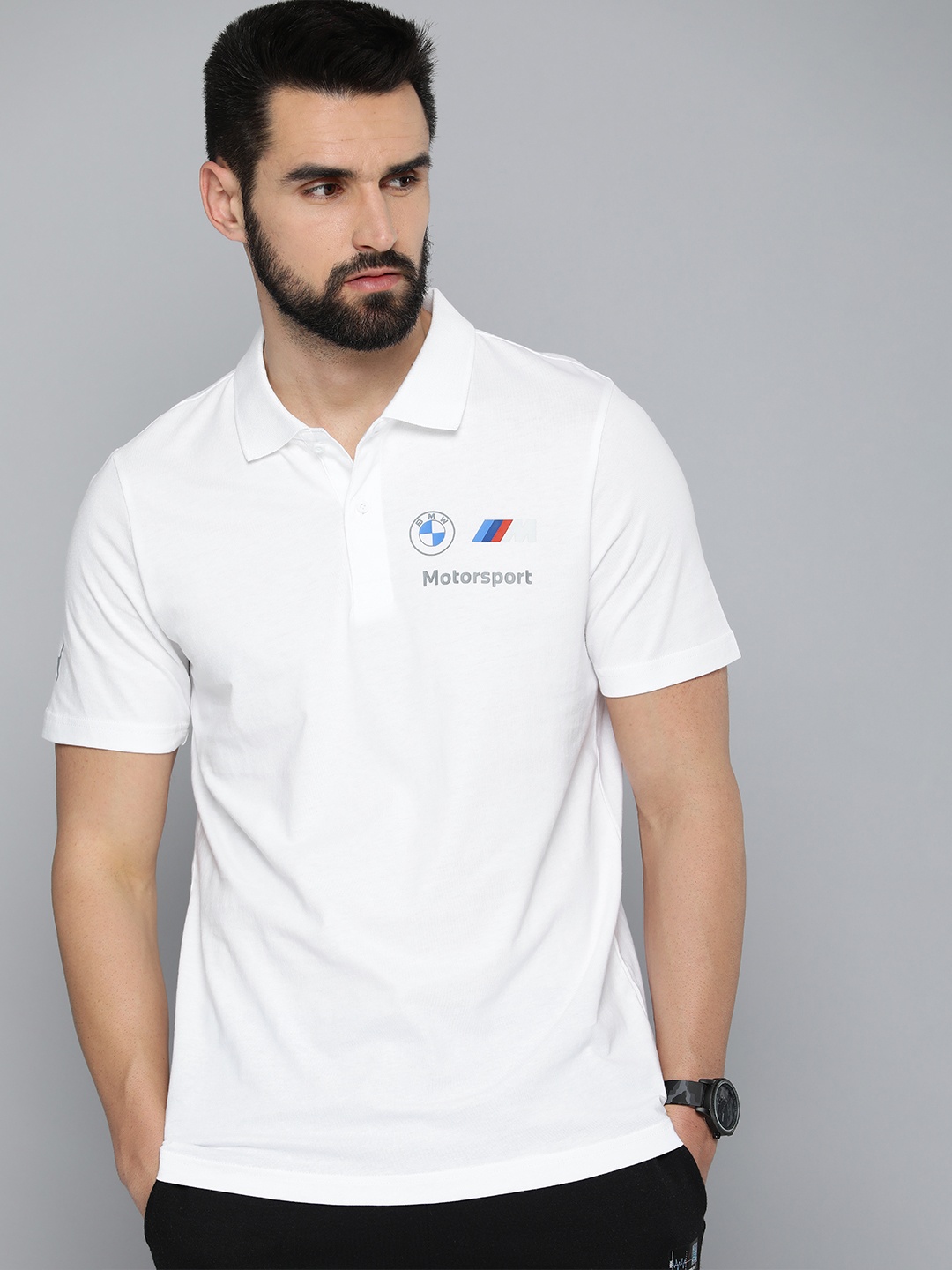 

PUMA Motorsport Men White BMW M Motorsport ESS Polo Collar Pure Cotton T-shirt