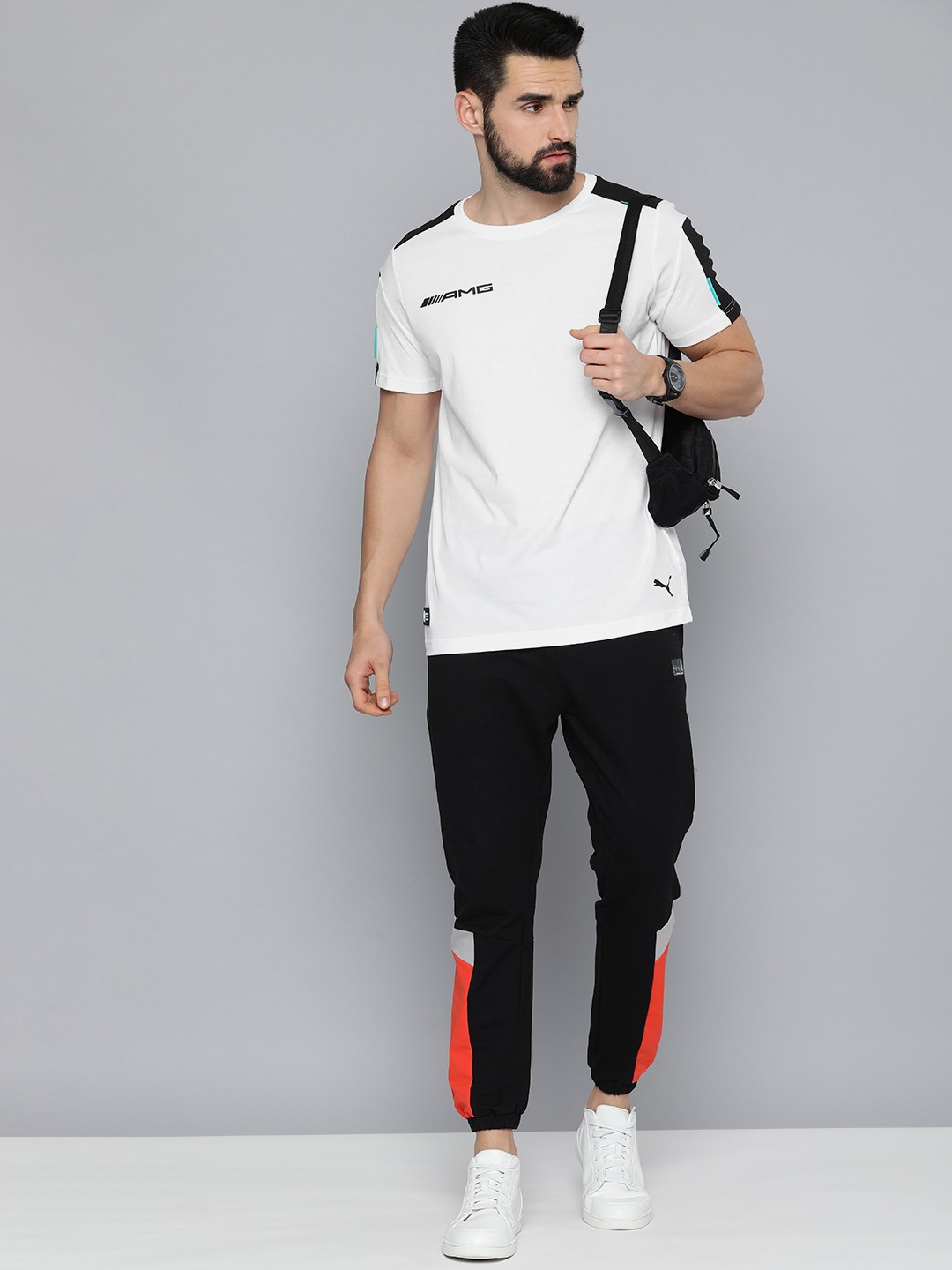 

PUMA Motorsport Men White Brand Logo Mercedes AMG Petronas Printed Pure Cotton Motorsport T-shirt