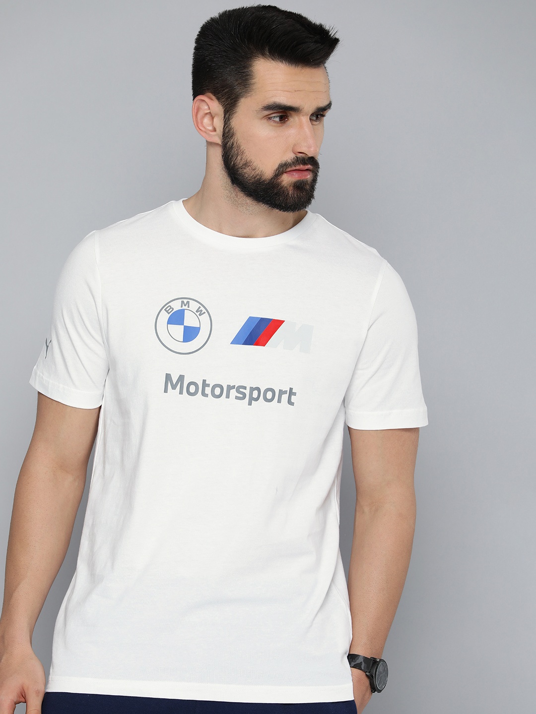 

PUMA Motorsport Men White & Grey BMW ESS Logo Printed T-shirt
