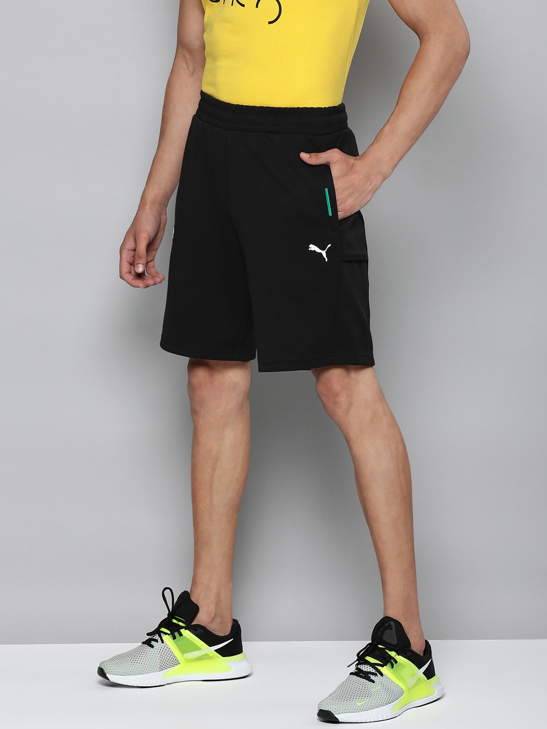 PUMA Motorsport Men Regular Fit MAPF1 Pure Cotton Motorsports Shorts, Black