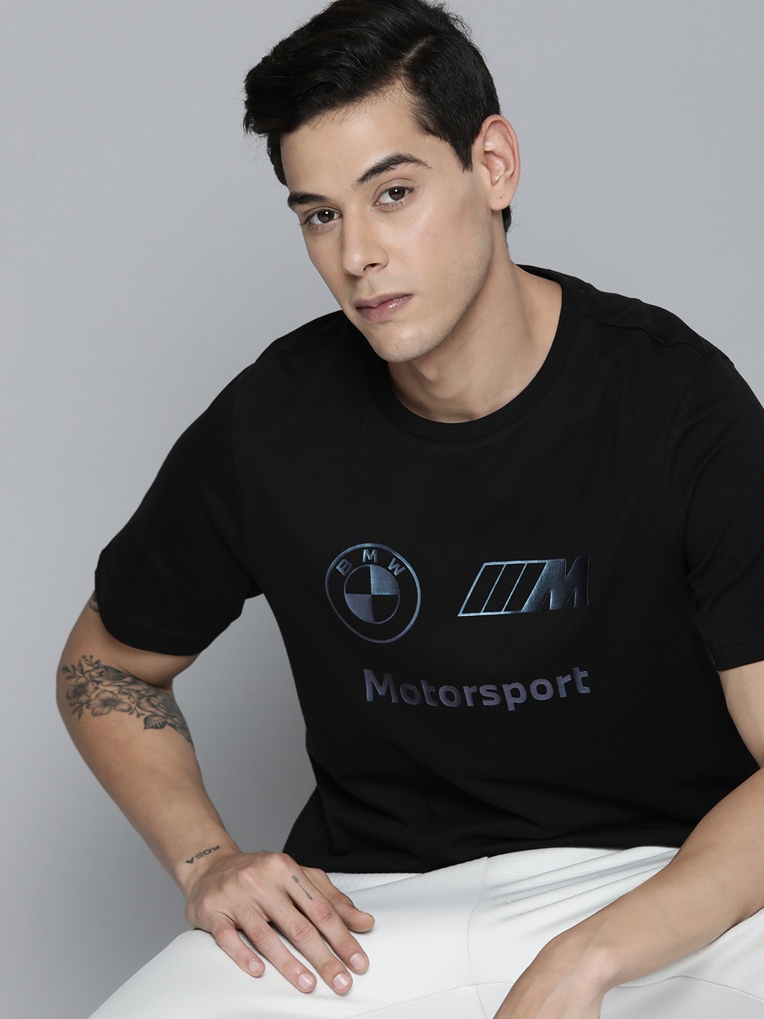 

PUMA Motorsport Men Black Typography Printed Pure Cotton T-shirt