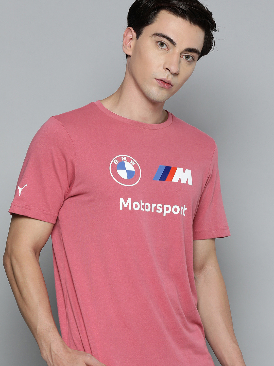 

PUMA Motorsport Men Pink Brand Logo BMW Motorsport Printed Pure Cotton T-shirt