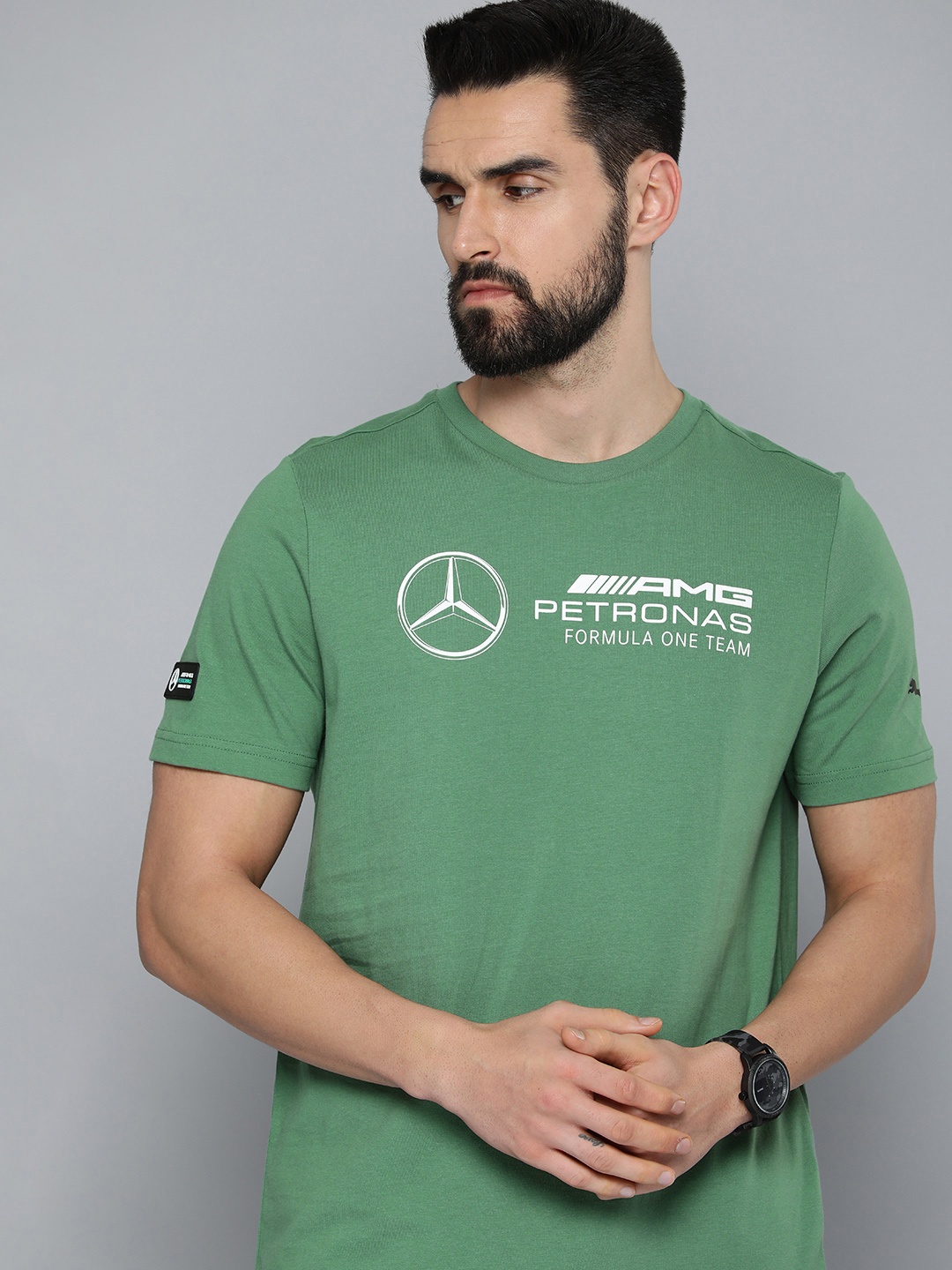 

PUMA Motorsport Men Green Brand Logo MAPF1 Logo Printed Pure Cotton Regular Fit T-shirt