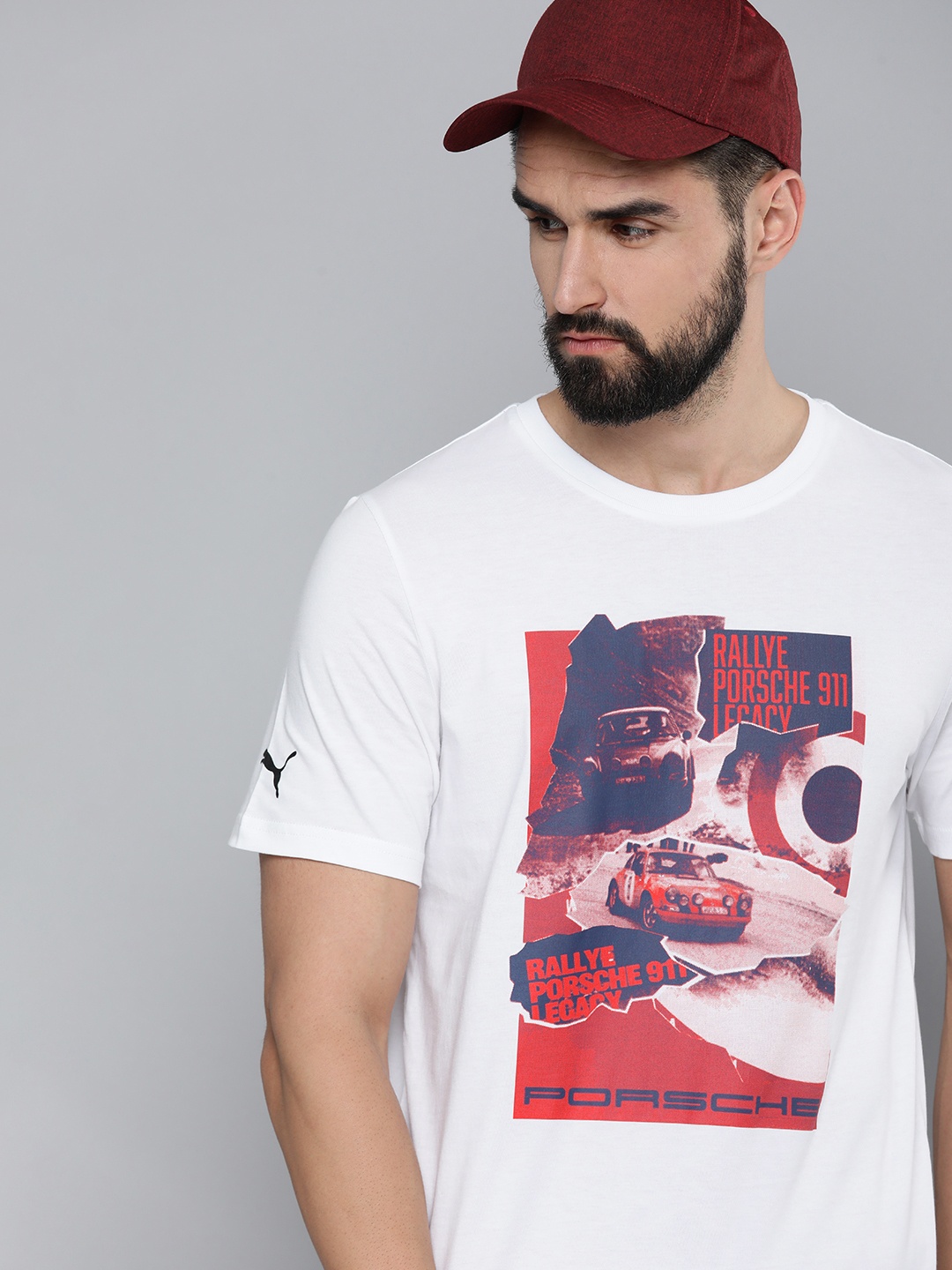 

PUMA Motorsport Men Regular Fit Printed Pure Cotton T-shirt, White
