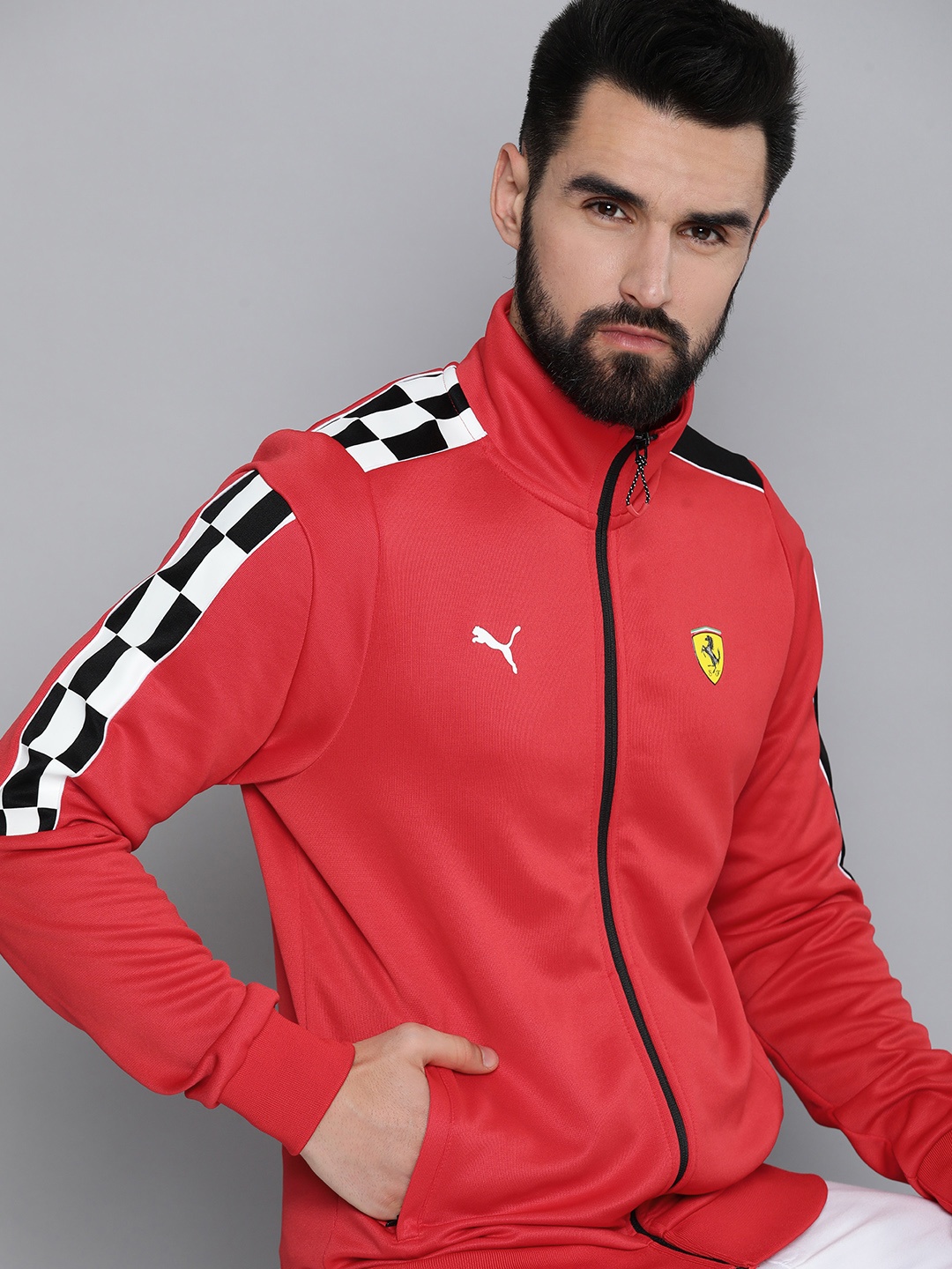 

PUMA Motorsport Men Red Ferrari Race MT7 Track Bomber Jacket