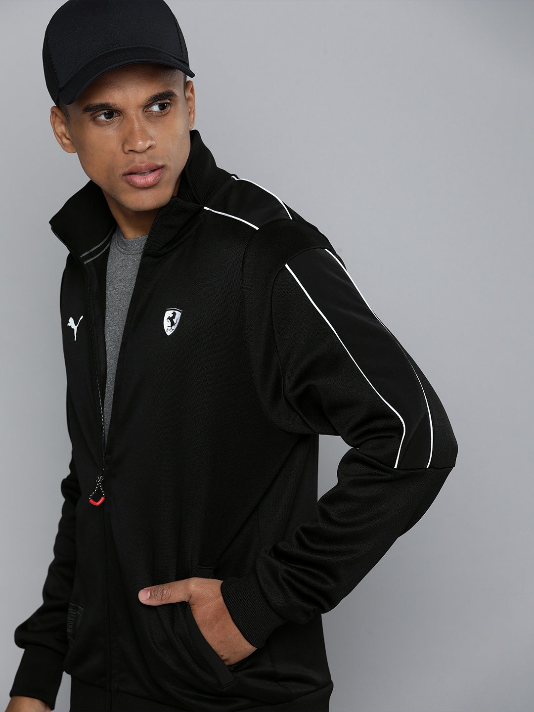 

PUMA Motorsport Men Black Ferrari Style MT7 Track Bomber Jacket