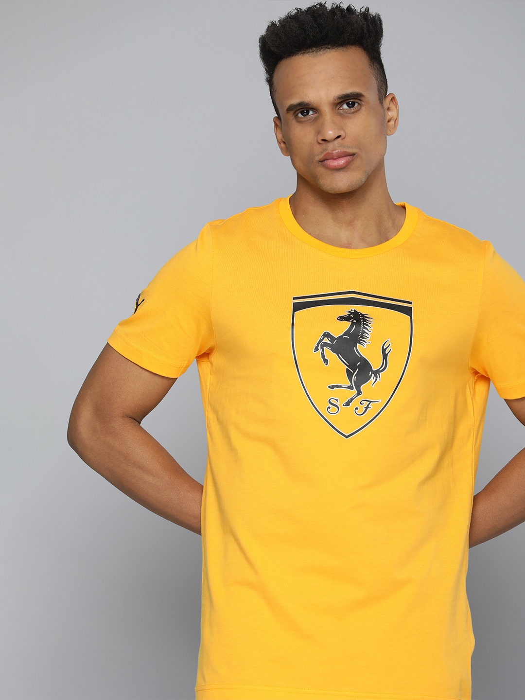 

PUMA Motorsport Men Yellow & Black Ferrari Race Big Shield Printed T-shirt